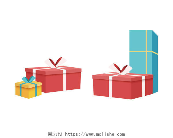 彩色手绘卡通礼物盒礼盒礼物矢量元素PNG素材